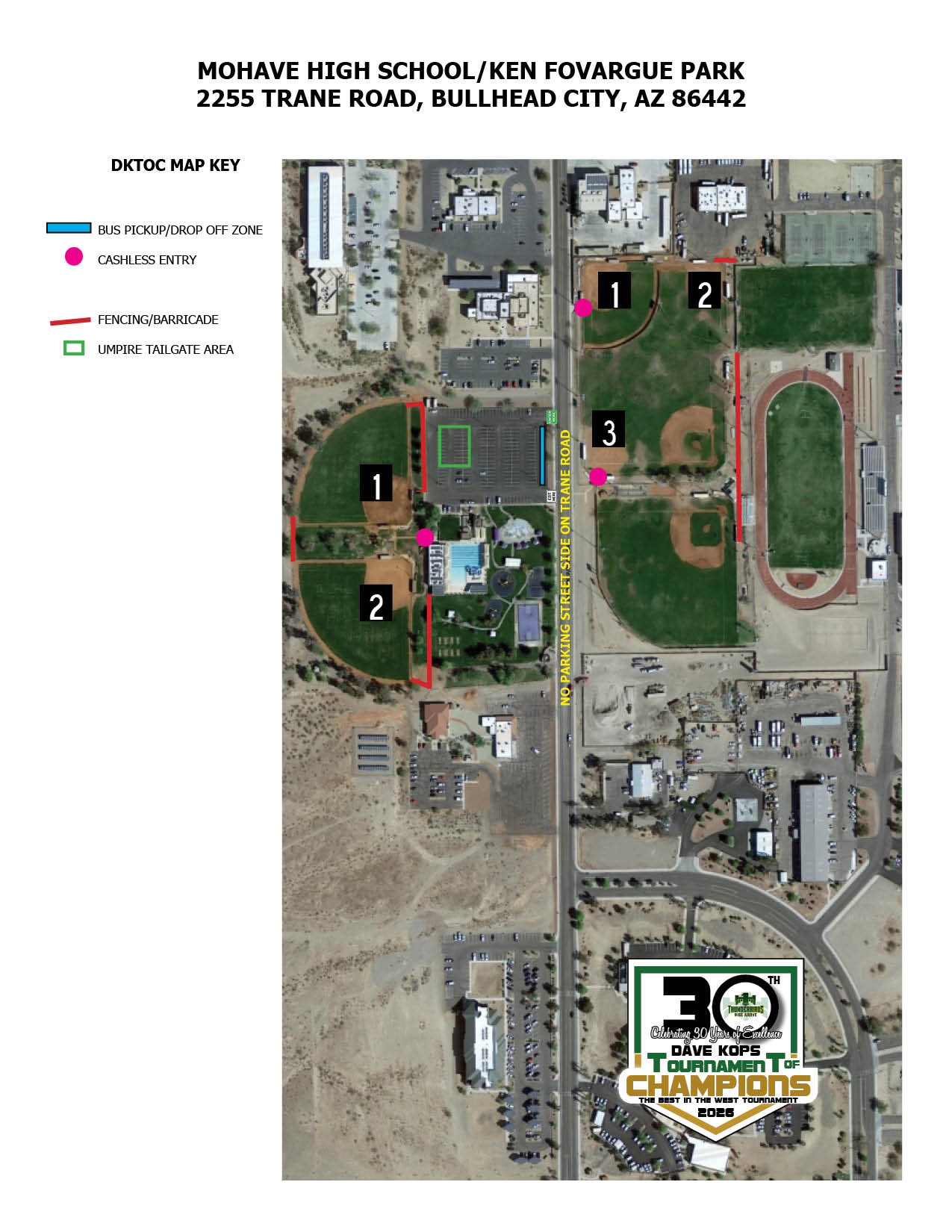 Mohave High School Ken Fovargue Park Field Map - Dave Kops Tournament of Champions 2026